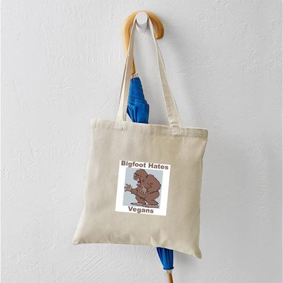 Bigfoot Hates Vegans Tote Bag - Natural Canvas Reusable Shopping Bag for Groceries, Beach & Eco-Friendly Lifestyle | Funny Novelty Gift