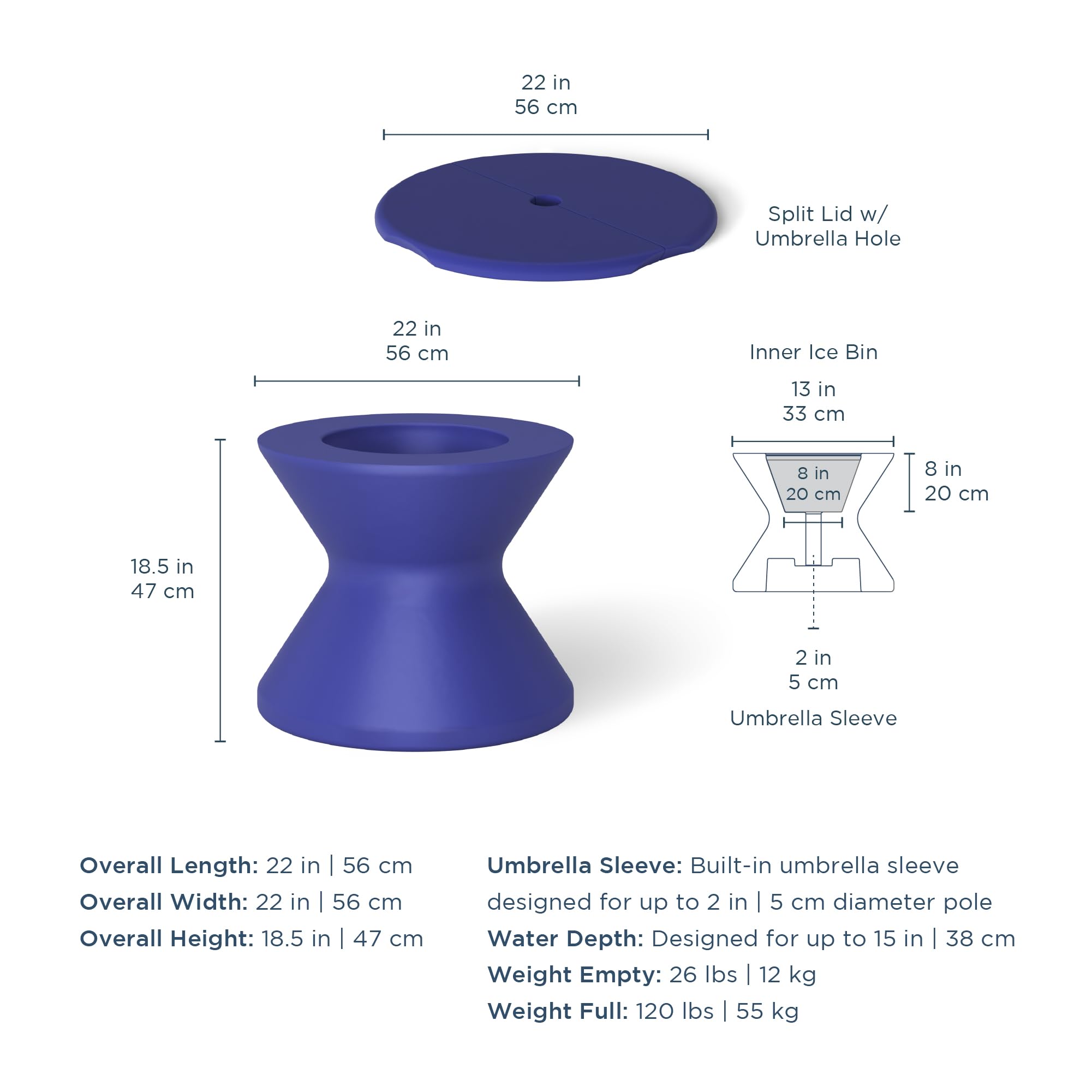 Ledge Lounger In-Pool Side Table with Ice Storage and Umbrella Hole - Cloud Color - Perfect for Poolside Drinks and Relaxation