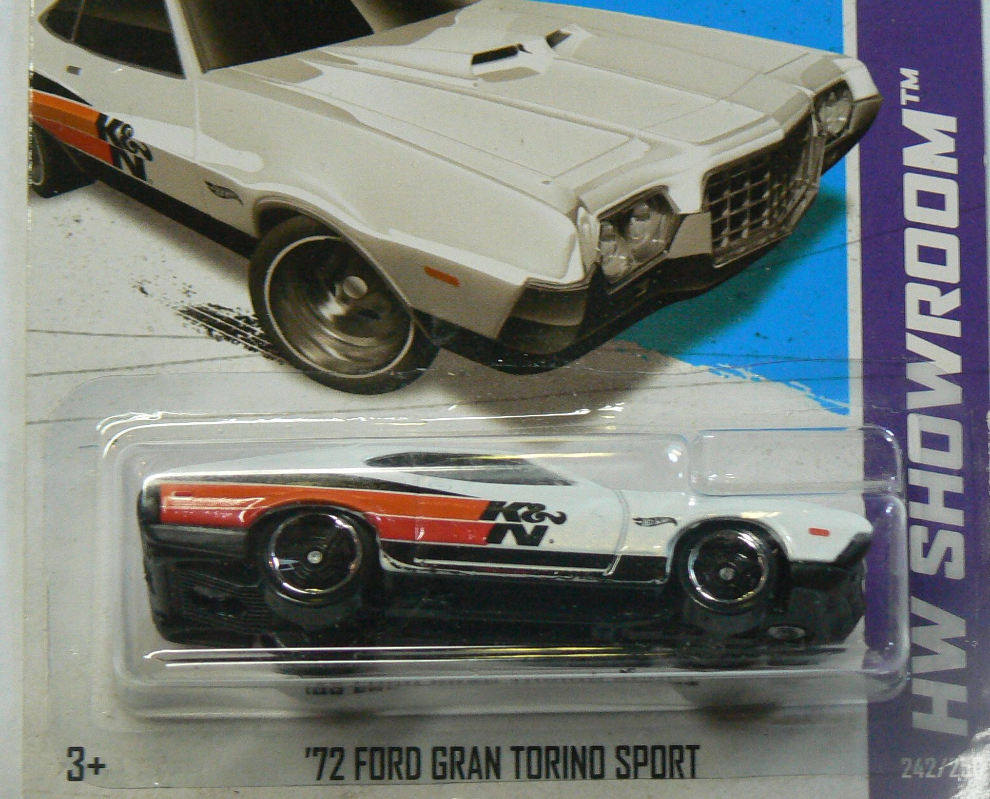 Hot Wheels HW Showroom 242/250 '72 Ford Gran Torino Sport Die-Cast Car - Collectible Toy for Kids & Adults - Perfect for Display, Gifts & Racing Play