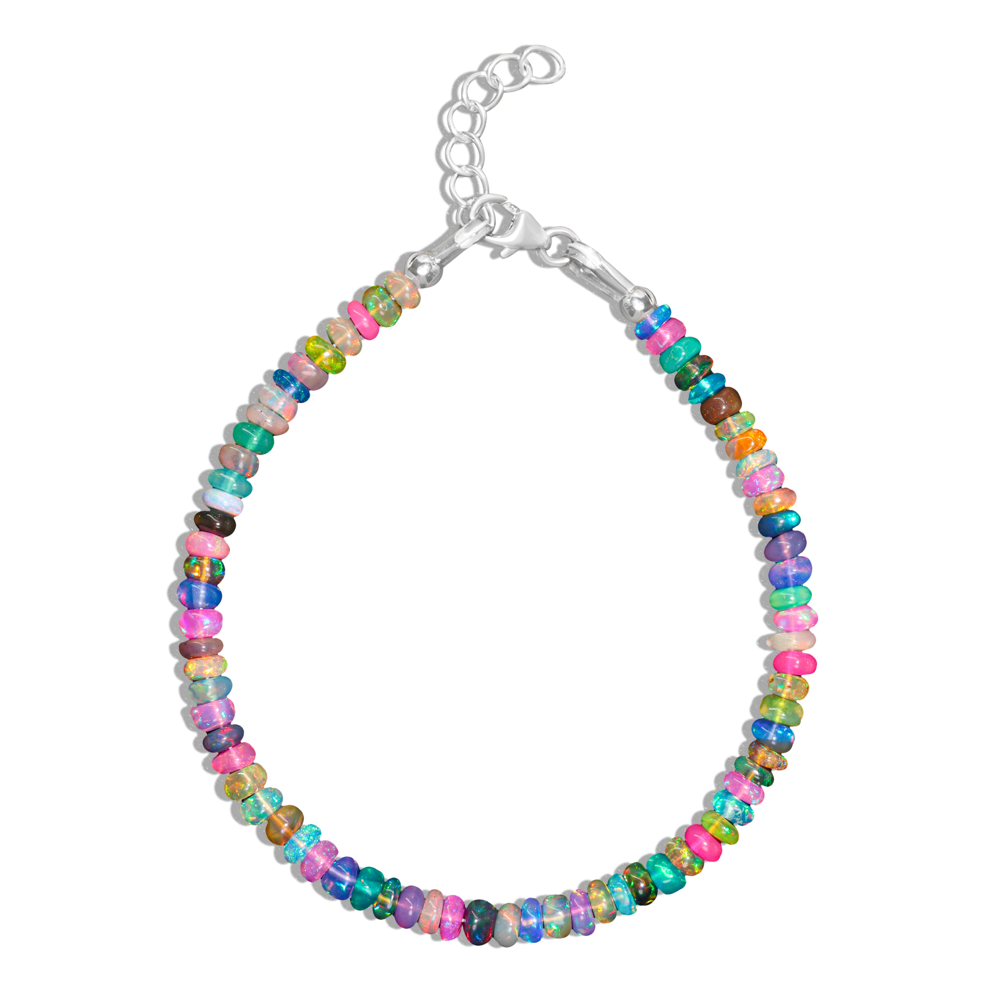 Multi Opal Plain Shaded Beaded Bracelet with Natural Birthstone | Elegant Handmade Jewelry for Women | Perfect Gift for Birthday, Anniversary & Special Occasions