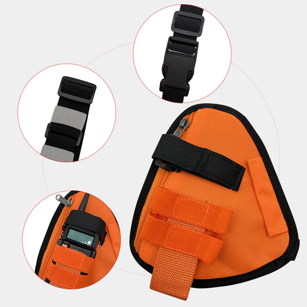 LSENG Adjustable Chest Harness Radio Holster for Motorola & BAOFENG Walkie Talkies - Durable Orange Tactical Gear for Outdoor Adventures, Hiking, Construction & Security Work