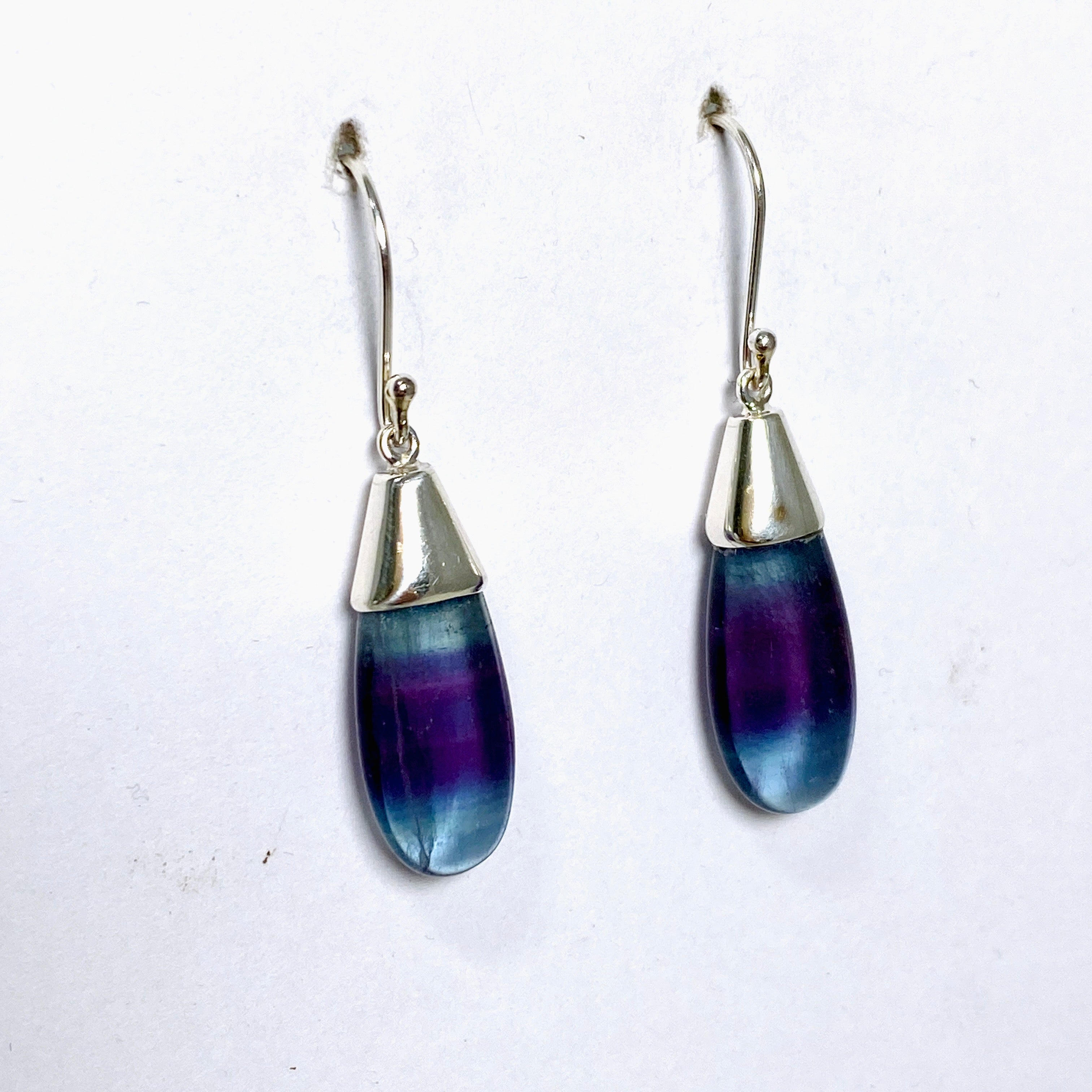 Fluorite Teardrop Cabochon Earrings - Handmade Gemstone Jewelry for Women - Perfect for Boho Style & Everyday Wear