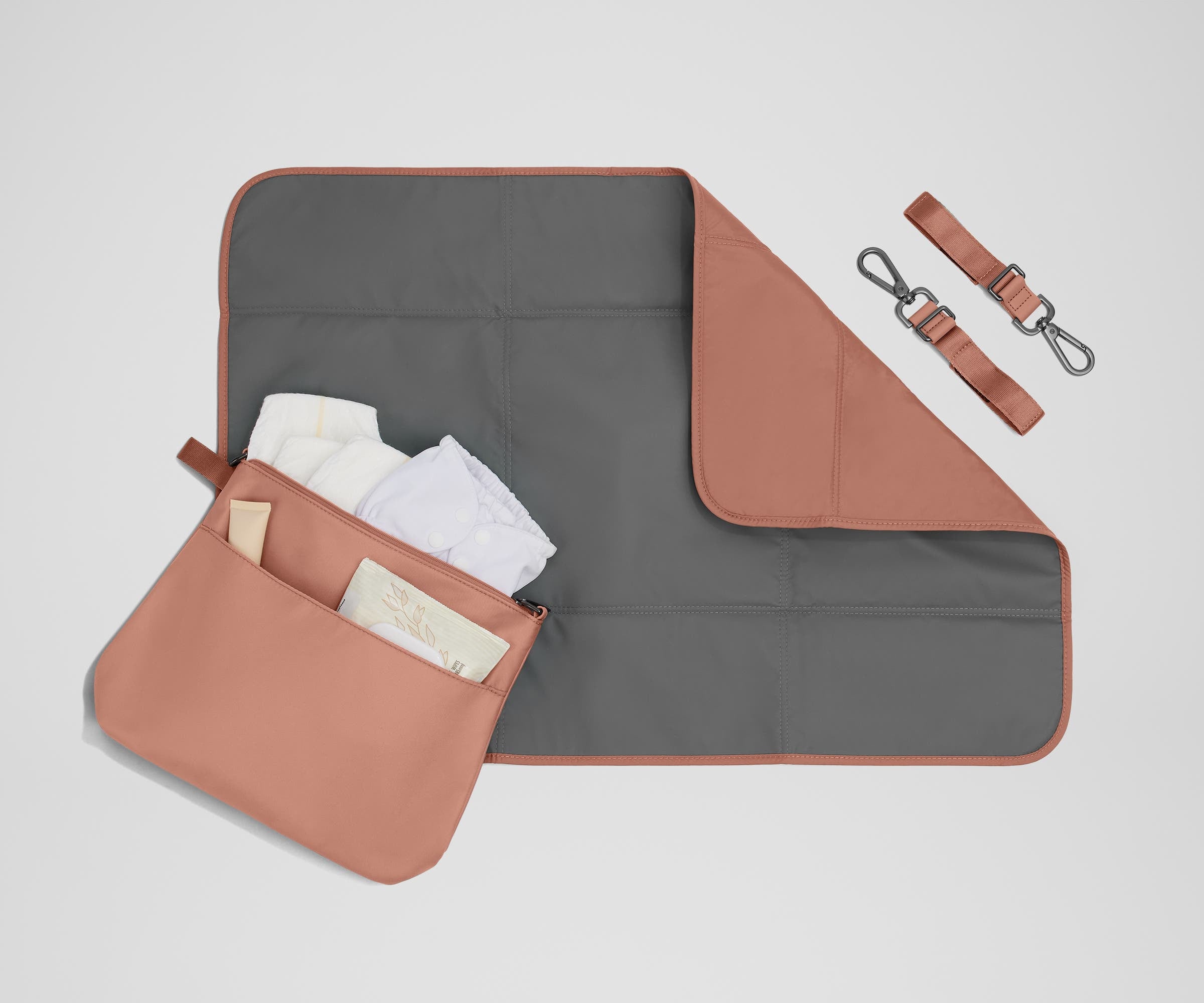 Clay Pink Double Diaper Tote Bag - Large Waterproof Baby Essentials Organizer for Moms | Perfect for Daycare, Travel & On-the-Go Parenting