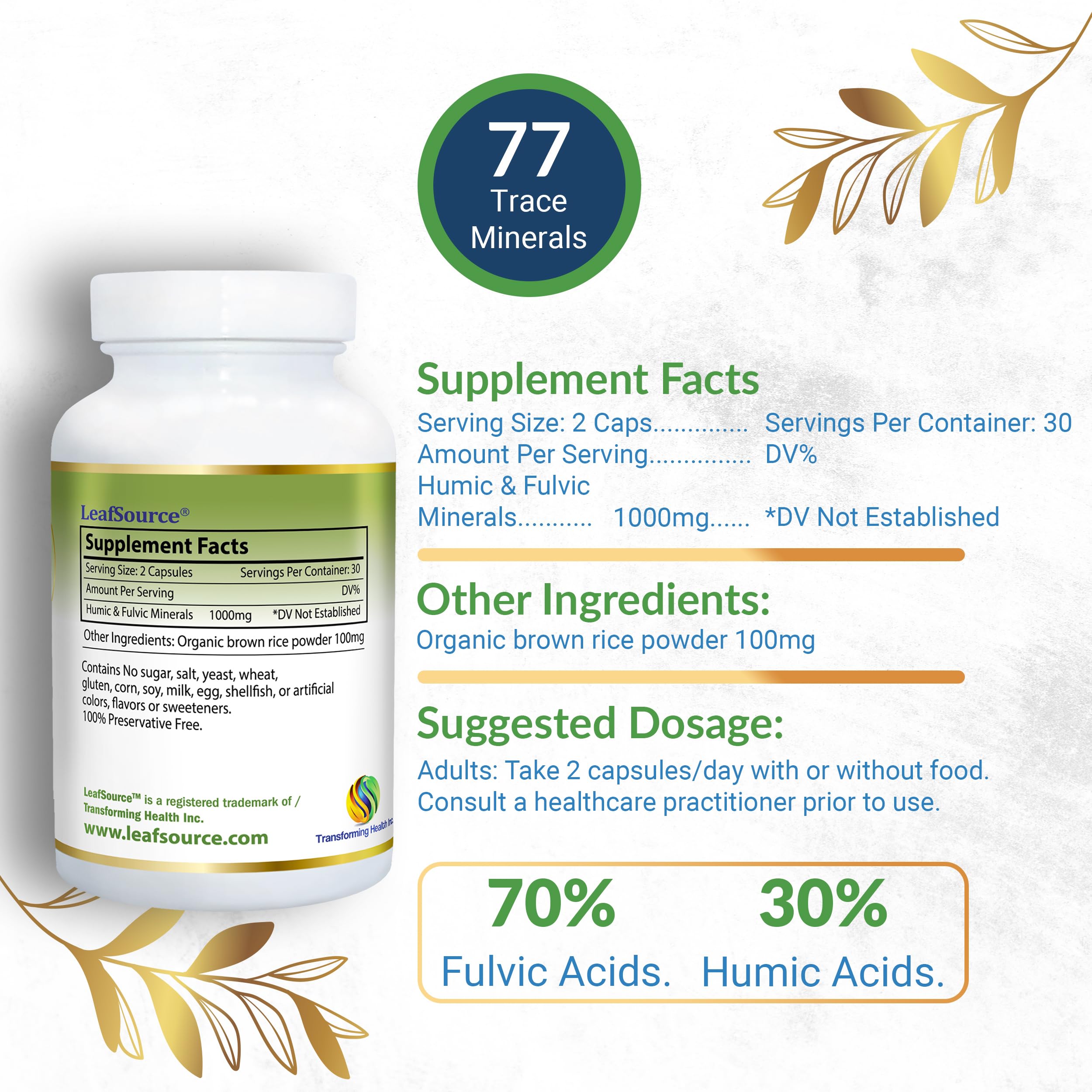 Premium Humic Fulvic Acid Supplement with 77 Trace Minerals & Electrolytes - Supports Energy, Gut Health, Joint Function & Nutrient Absorption - 60 Vegan Capsules - Ideal for Active Lifestyles & Wellness Routines