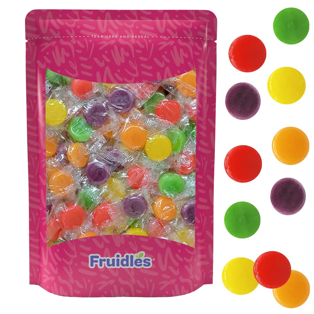 Fruidles Fruit Discs Hard Candy - Individually Wrapped 2lb Bulk Pack - Assorted Fruit Flavors for Parties, Office Snacks & On-the-Go Treats