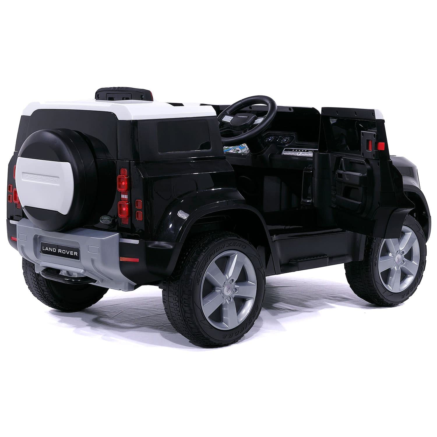 Modern Kids Land Rover Defender 12V Electric Ride-On Car with Remote Control, MP3/USB Music Player, Leather Seat & LED Lights - Black | Off-Road Adventure Toy for Boys & Girls | Perfect for Outdoor Play, Birthday Gifts & Backyard Fun