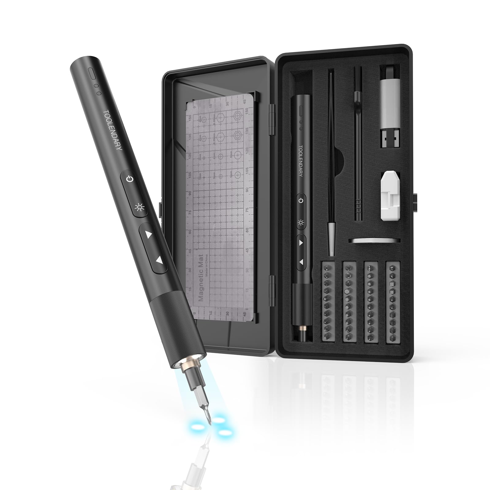 47 in 1 Mini Electric Screwdriver Kit - Cordless Precision Power Screwdriver Set with 40 Bits for Camera, Laptop, Phone, Watch & Electronics Repair - Portable Black Electric Screwdriver for DIY & Home Use