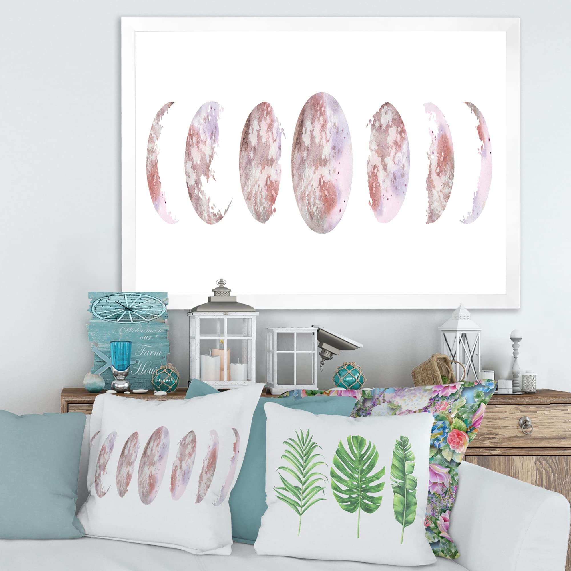 DesignQ Moon Phases Modern Framed Wall Art - Celestial Decor for Living Room, Bedroom & Office - Perfect Home Decor Gift for Astronomy Lovers