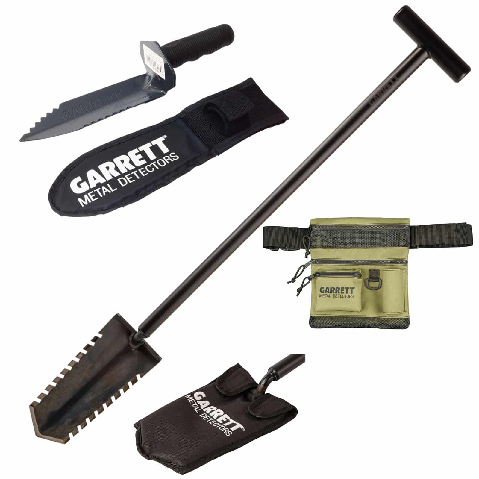 Garrett All Terrain Dig Pouch, Edge Digger Spade & Razor Relic Shovel Bundle - Metal Detecting Accessories Kit for Treasure Hunting, Gold Prospecting & Outdoor Adventures