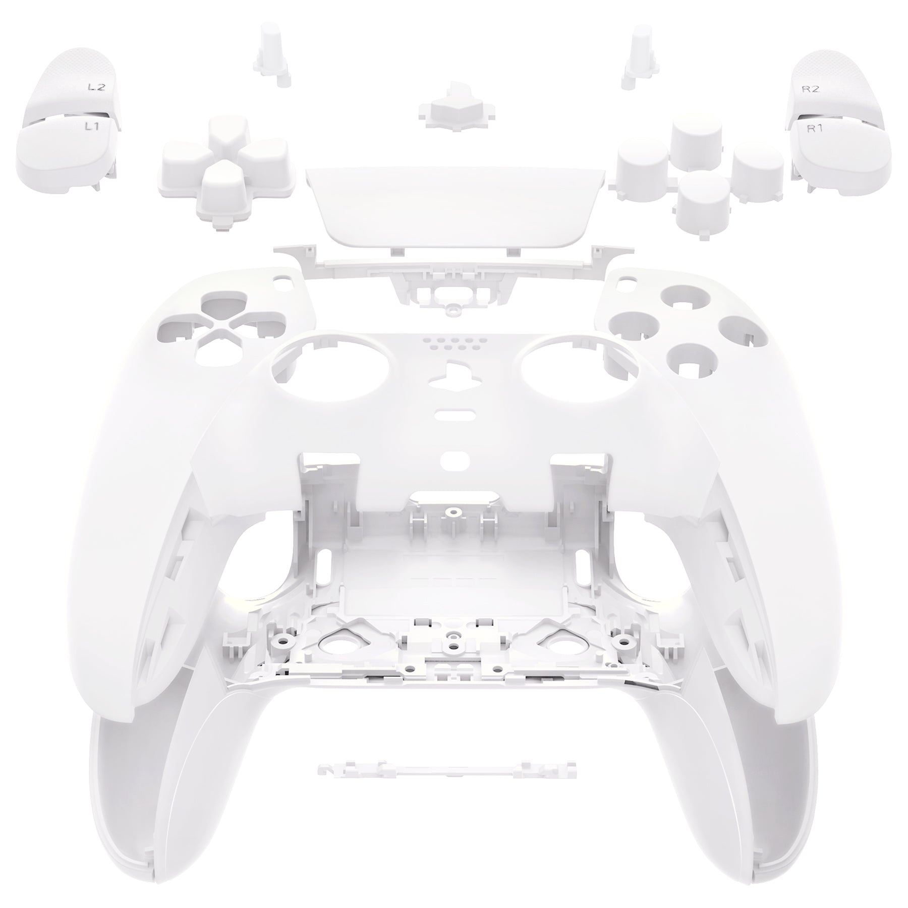 eXtremeRate White Full Housing Shell with Buttons & Touchpad Cover for PS5 Edge Controller - Custom Replacement Front & Back Plates, Decorative Trim Kit | Gaming Accessories for Enhanced PS5 Controller Experience