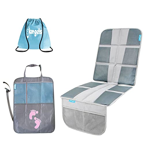 Premium Child Car Seat Protector - Waterproof Padded Booster Seat Cover for Baby & Toddler - Extra Large Storage Pocket - Prevents Dirt & Damage (Grey) - Perfect for Road Trips & Daily Commutes
