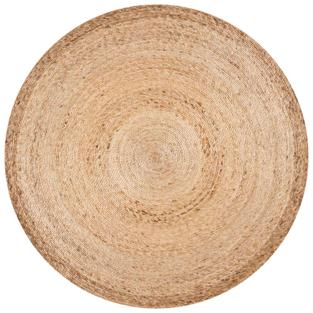 SAFAVIEH Handmade Natural Jute Area Rug - 8' Round Boho Country Charm, Eco-Friendly Fiber for Living Room & Bedroom, Durable for High Traffic Areas | Perfect for Farmhouse Decor & Cozy Home Style (NFB249A)