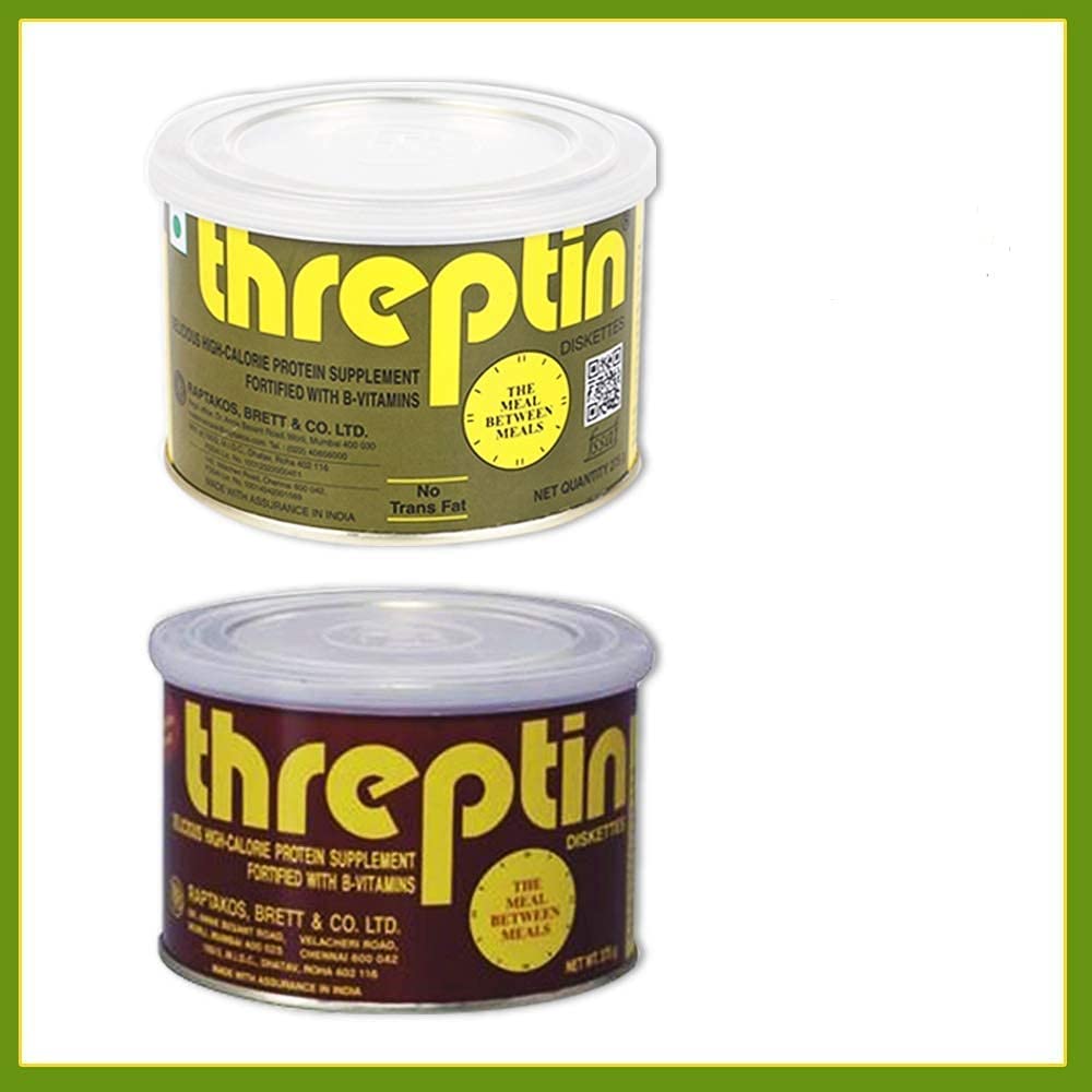 Threptin Protein Diskettes - High Protein Cookies for Nutrition & Energy, 275g (Pack of 2) | Chocolate & Regular Flavors | Ideal for Gym, Hiking & Healthy Snacking