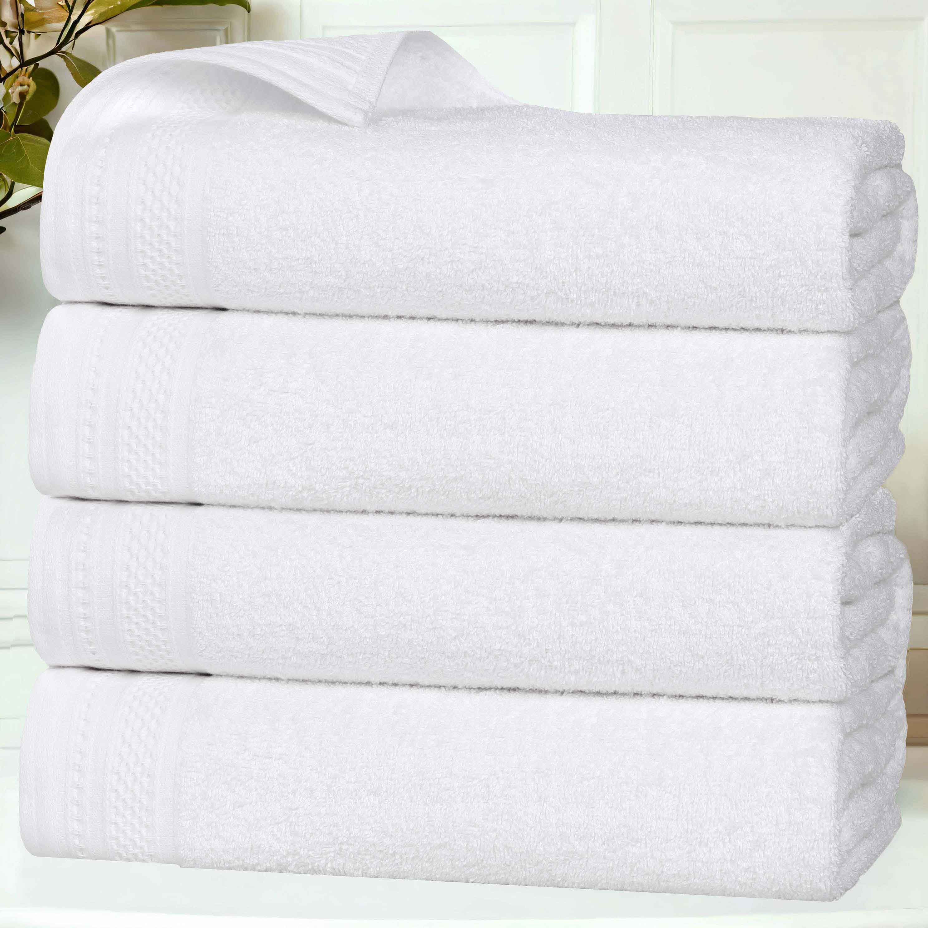 Premium Honeycomb Waffle Weave Cotton Bath Towels Set of 4 - Ultra Soft & Absorbent Luxury Bathroom Towels for Spa, Hotel, and Home Use