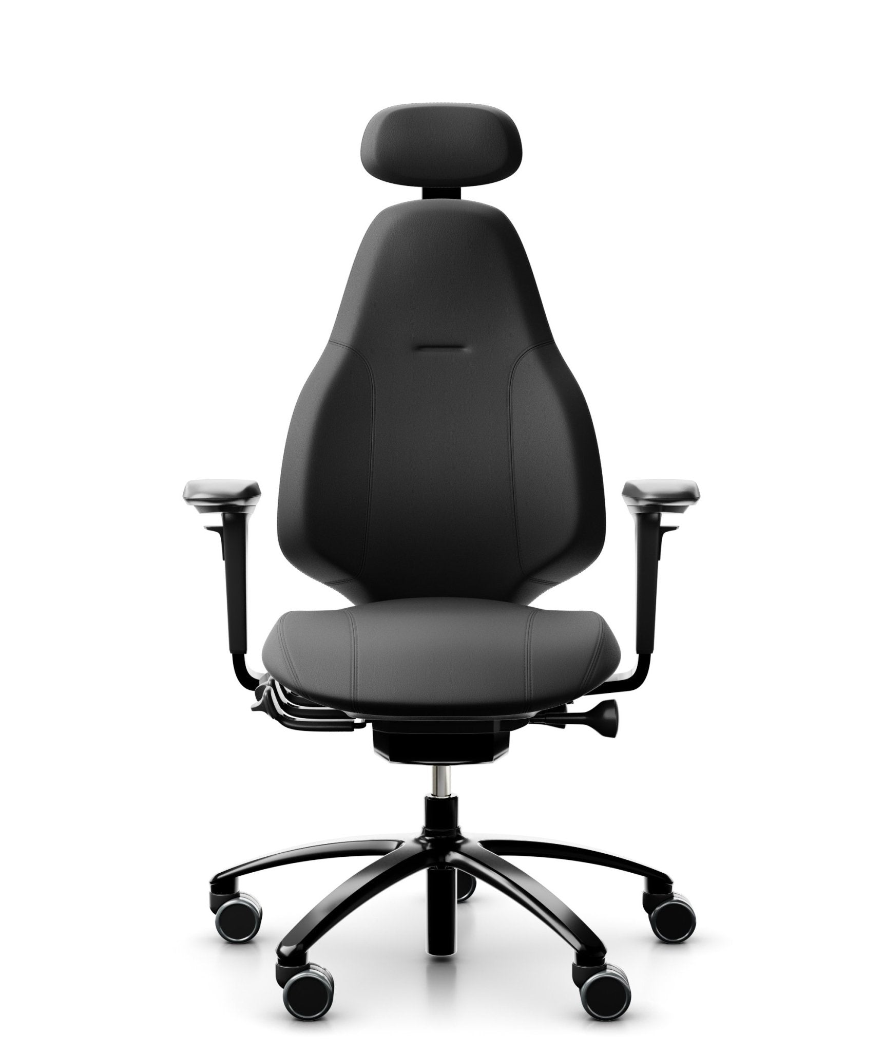 RH Mereo 220 Black Leather Office Chair - Ergonomic Executive Desk Chair with Adjustable Height & Lumbar Support for Home & Office Workspace