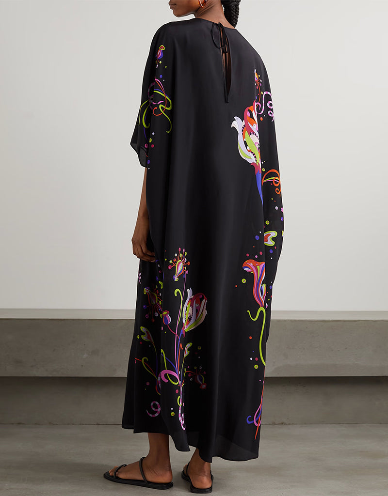 Elegant Black Korean Maxi Dress for Women | Flowy Long Sleeve Party Gown | Perfect for Weddings, Dates & Evening Events