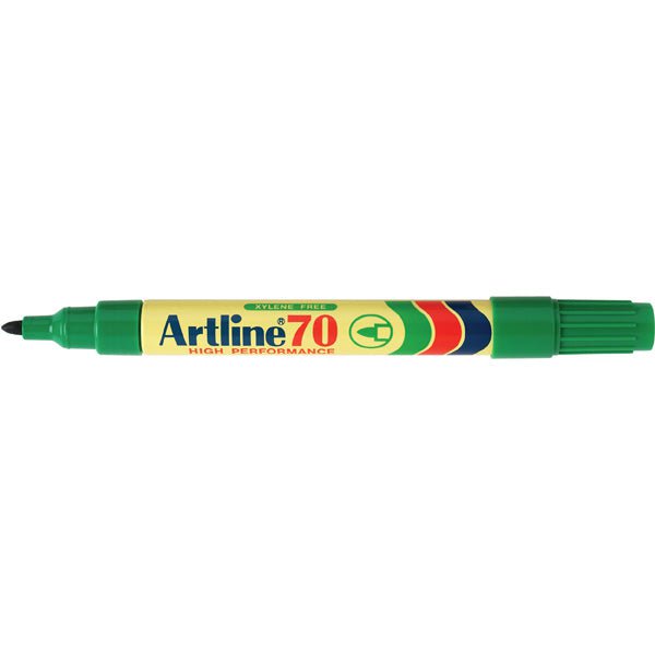 Artline 70 Permanent Marker Bullet Tip - Green Ink (12-Pack) - Ideal for Office, School, and Craft Projects
