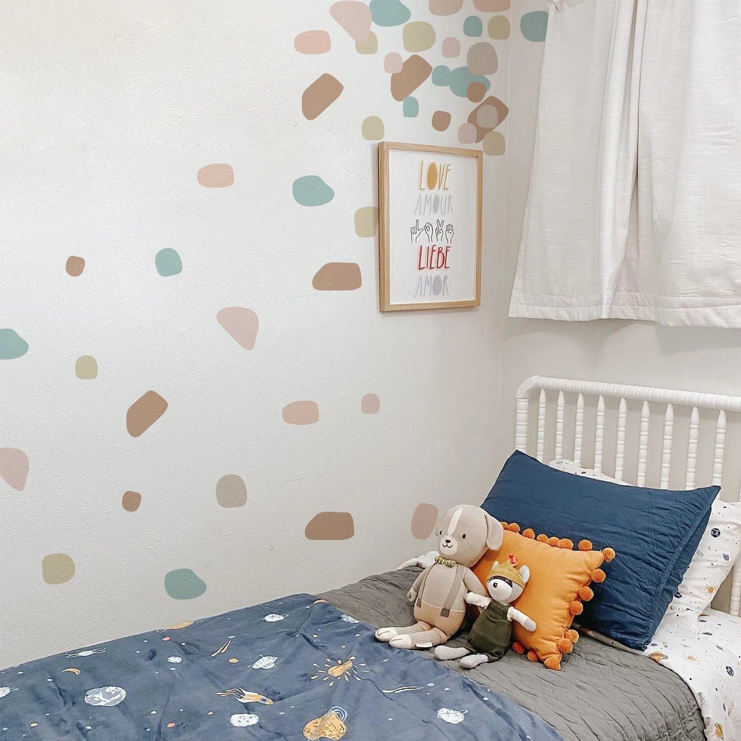 Boho Geometric Terrazzo Nursery Wall Stickers - Removable DIY Vinyl Decals for Baby Room Decor, Kids Playroom & Nursery Wall Art - Peel and Stick Wall Decals for Girls & Boys Bedroom