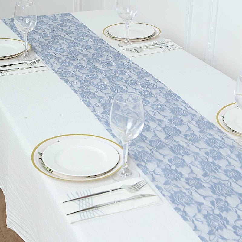 12-Pack 108-Inch Rose Flower Lace Table Runners - Elegant Wedding, Party, Dining Table Decor for Home & Event Decoration