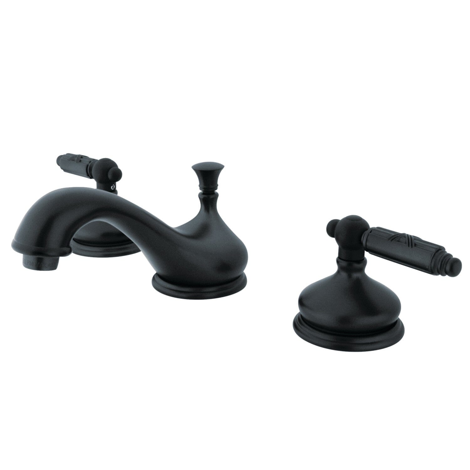 Georgian Two Handle 3 Hole Deck Mount Widespread Bathroom Faucet with Brass Pop Up - Elegant Vintage Style Sink Faucet for Bathroom Vanity & Powder Room Upgrade