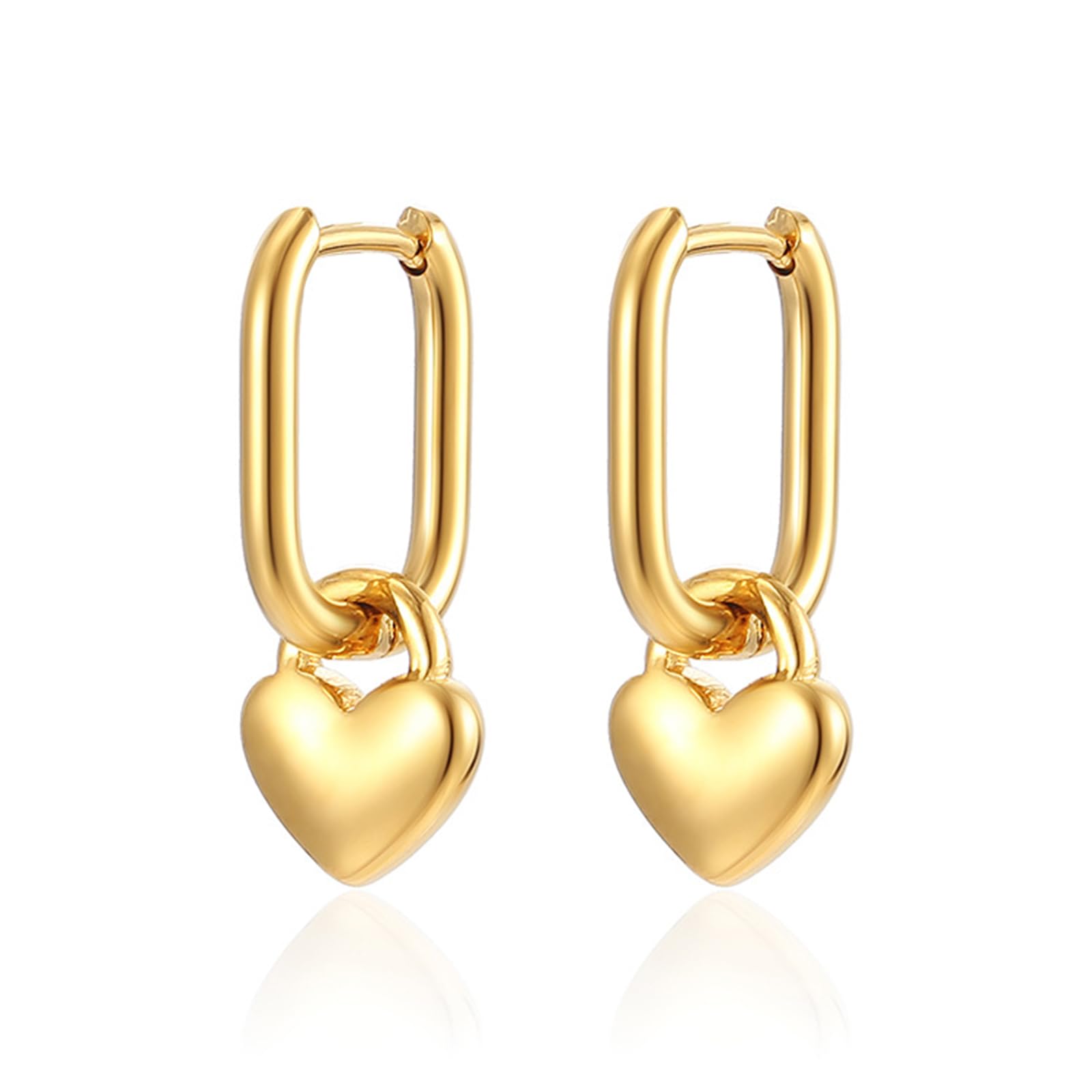 18K Gold Filled Tiny Heart Drop Dangle Earrings for Women - Elegant Huggie Hoop Earrings, Dainty Gold Jewelry Gift for Her | Perfect for Date Night, Parties & Everyday Wear