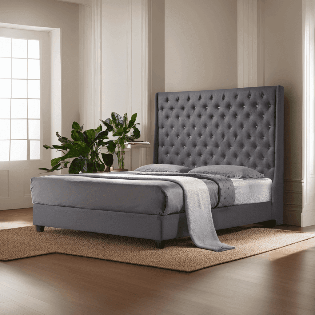 Emperor Grey Fabric Bed Frame - Queen Size Upholstered Platform Bed with Wooden Slats - Perfect for Modern Bedrooms & Guest Rooms