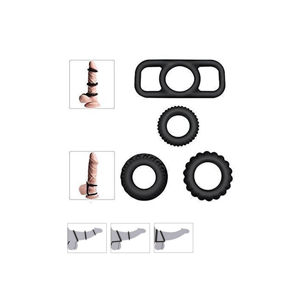 Premium Silicone Cock Rings Set for Men - 4 Pack Stretchy Penis Rings for Stronger, Longer Lasting Erections - Enhance Intimacy & Performance in Bedroom Play