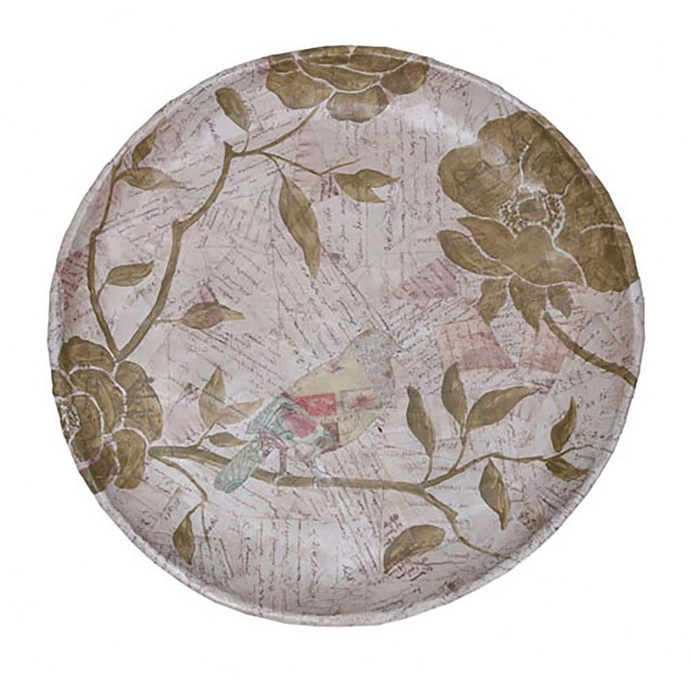 Elk Home 2830304 Camden 20.25 Inch Decorative Charger Plate with Floral and Bird Motif - Perfect for Dining Table Centerpiece, Wedding Decor, and Home Accent