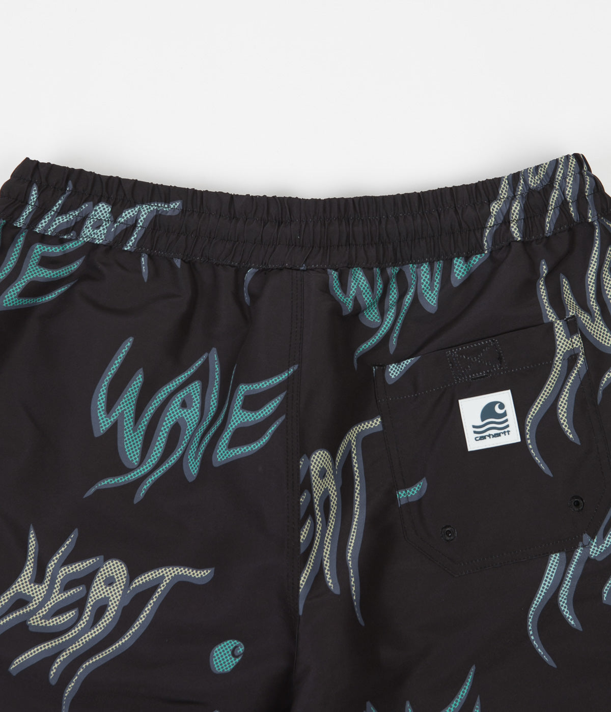 Carhartt Drift Swim Trunks for Men - Heat Wave Print Black Quick-Dry Swim Shorts | Beach, Pool & Water Sports