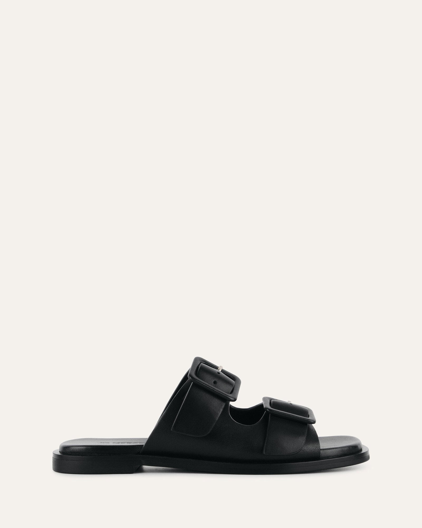 SEBASTIAN Black Leather Flat Slides - Comfortable & Stylish Casual Shoes for Men & Women | Perfect for Beach, Pool, and Summer Outfits