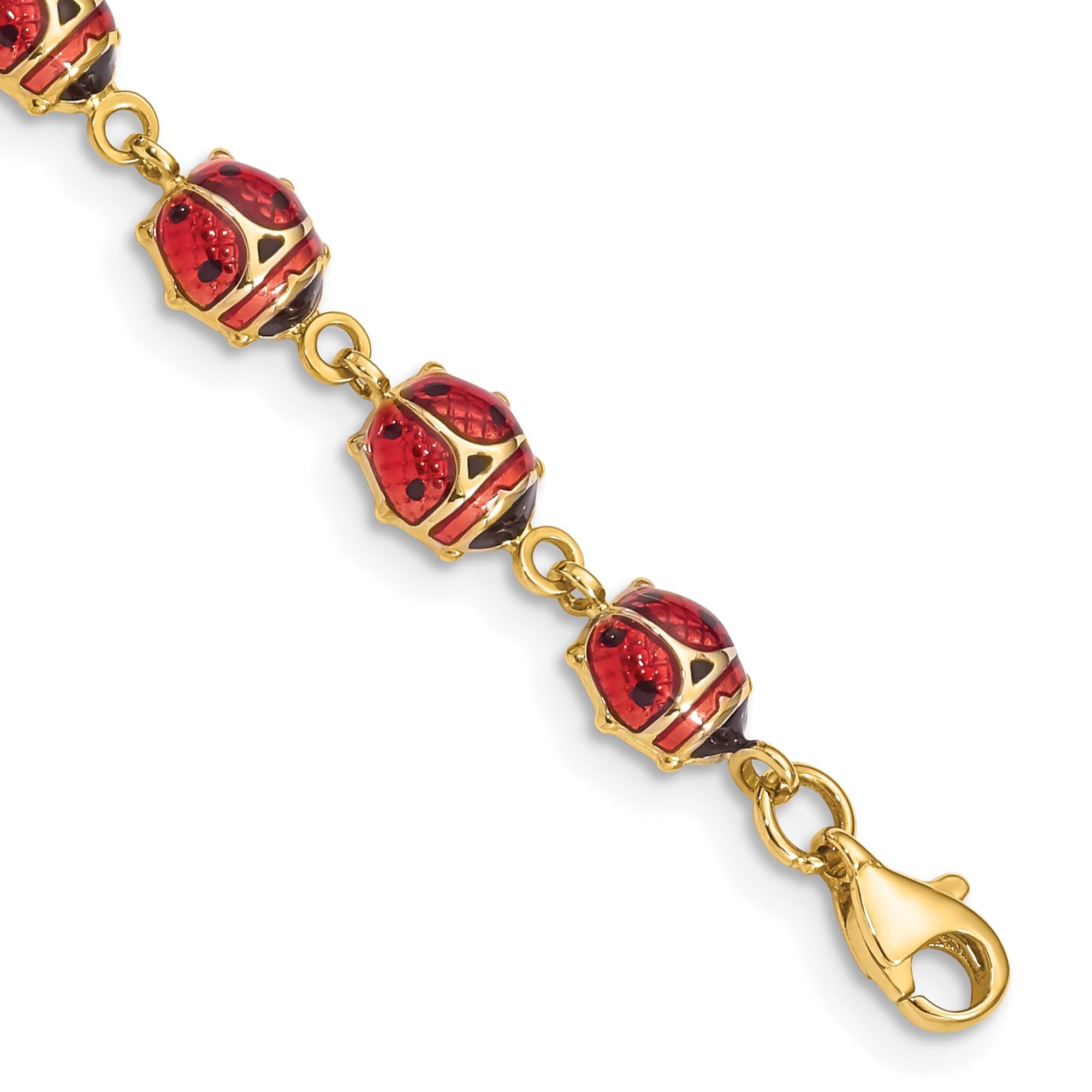 14K Solid Yellow Gold Ladybug Charm Bracelet for Women - Dainty & Elegant Jewelry Gift for Birthday, Anniversary, Valentine's Day - Perfect for Everyday Wear & Special Occasions