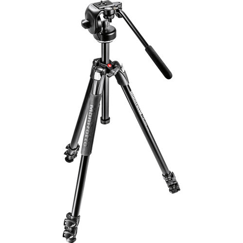 Manfrotto 290 Xtra Aluminum Tripod with 128RC Micro Fluid Video Head - Professional Camera Tripod for DSLR, Mirrorless & Video Cameras - Perfect for Travel, Vlogging & Outdoor Photography