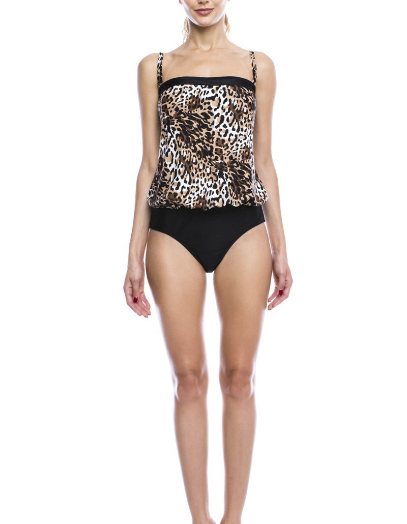 1 PC. Missy Cheetah Blouson Swimsuit - Stylish One-Piece Bathing Suit for Women, Trendy Cheetah Print Swimwear, Perfect for Beach, Pool, and Summer Vacations