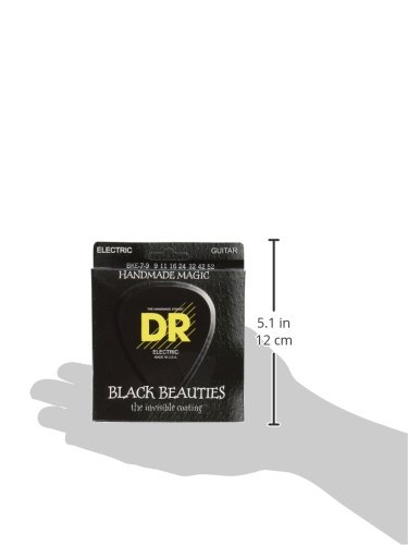DR Strings Black Beauties Electric Guitar Strings - Black Coated, 9-52 Gauge (BKE7-9) | Perfect for Rock, Blues & Studio Recording