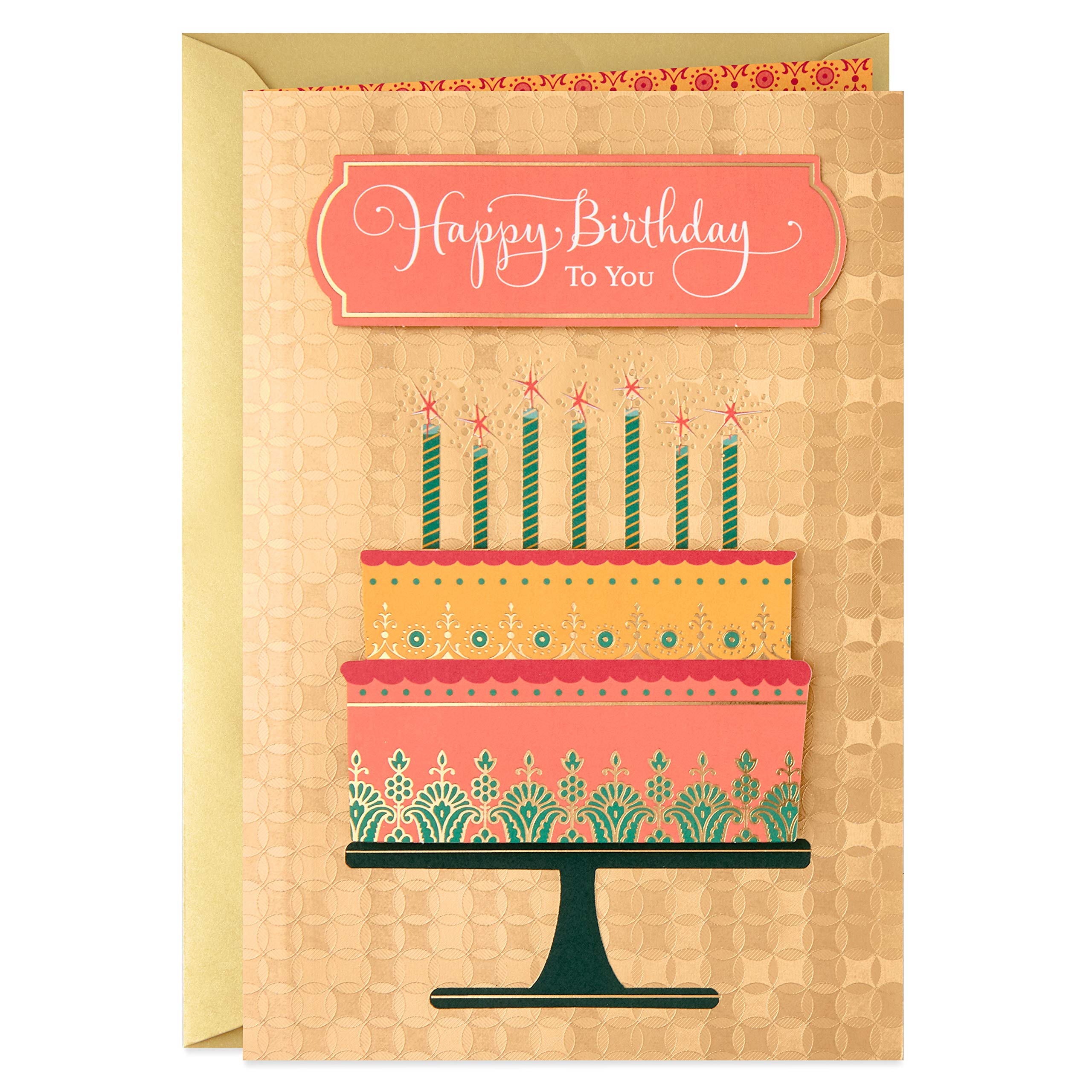 Hallmark Golden Thread Birthday Card with Birthday Cake Design - Perfect for Birthdays, Anniversaries & Special Occasions