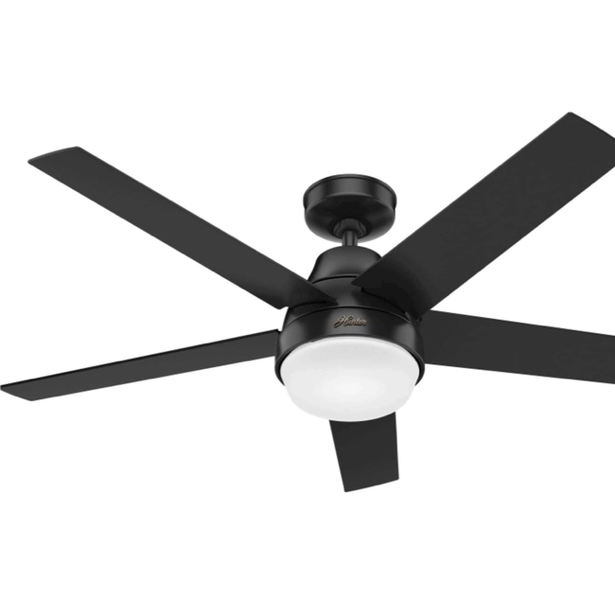 Hunter Aerodyne 52 Inch Ceiling Fan with LED Light and Remote Control, Matte Black Finish - Perfect for Living Room, Bedroom, and Outdoor Patio Cooling