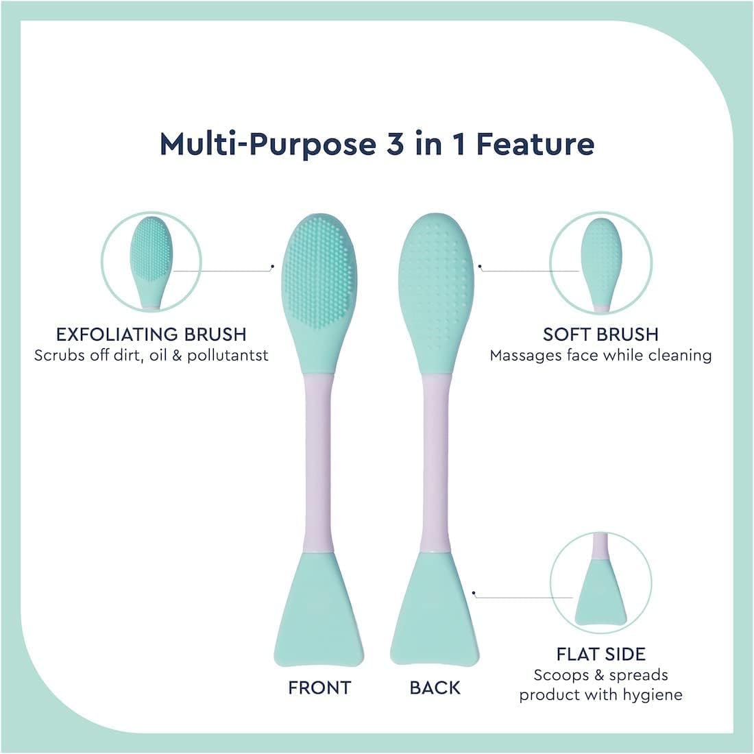 MAPPERZ Silicone Facial Cleansing Brush - Gentle Exfoliating Face Wash Brush for Pore Cleansing & Blackhead Removal | Handheld Face Pack Applicator | Perfect for Daily Skincare Routine & Spa Treatments