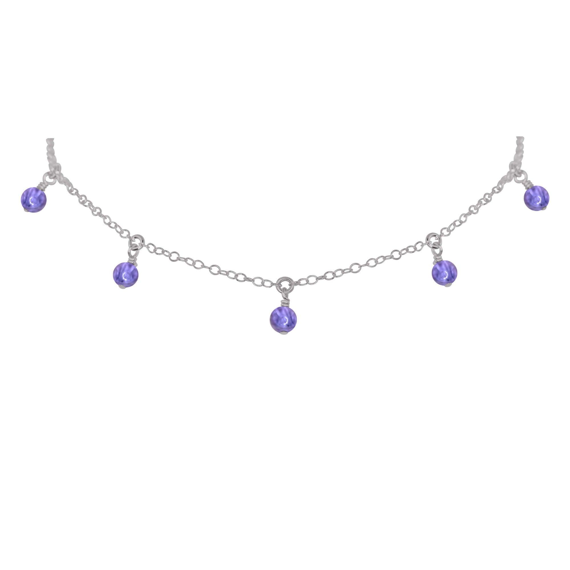 Exquisite Tanzanite Bead Drop Choker Necklace for Women | Elegant Blue Violet Gemstone Jewelry Gift | Perfect for Weddings, Parties & Special Occasions