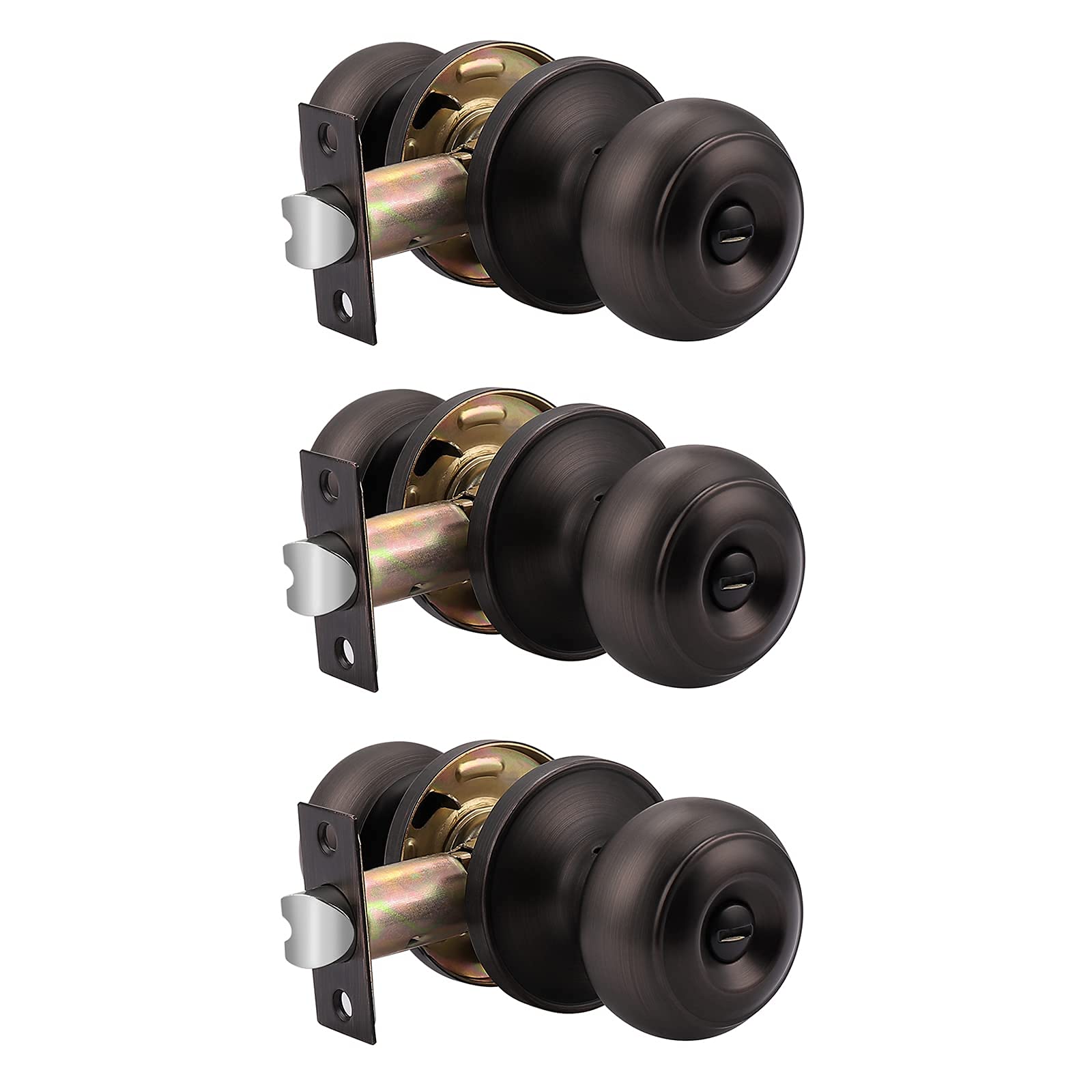10 Pack Passage & 3 Pack Privacy Door Knobs Set - Oil Rubbed Bronze Round Interior Door Handles for Bedroom, Bathroom, Closet & Hallway - Durable & Stylish Home Hardware Upgrade
