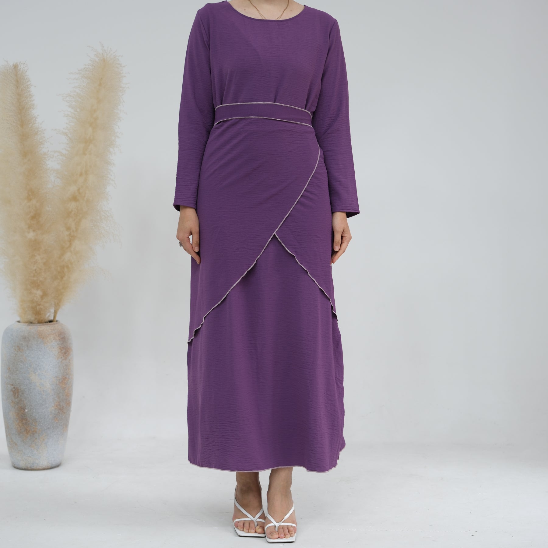 Nadia 4 Piece Abaya Set - Elegant Purple Islamic Prayer Dress for Women | Perfect for Eid, Ramadan & Mosque Wear