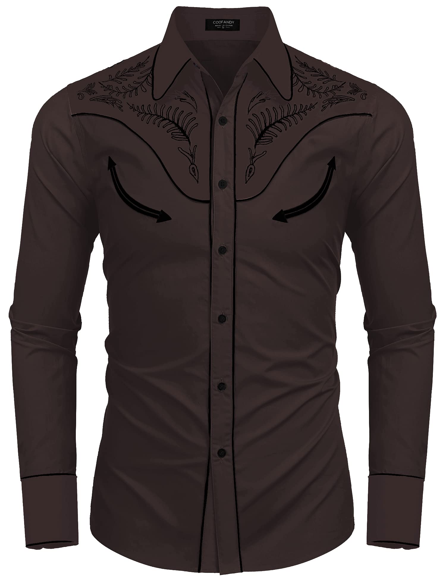 COOFANDY Men's Western Cowboy Shirt - Embroidered Button Down Long Sleeve Shirt for Men | Vintage Style Casual & Party Wear | Perfect for Rodeo, Country Music Festivals and Western Theme Events