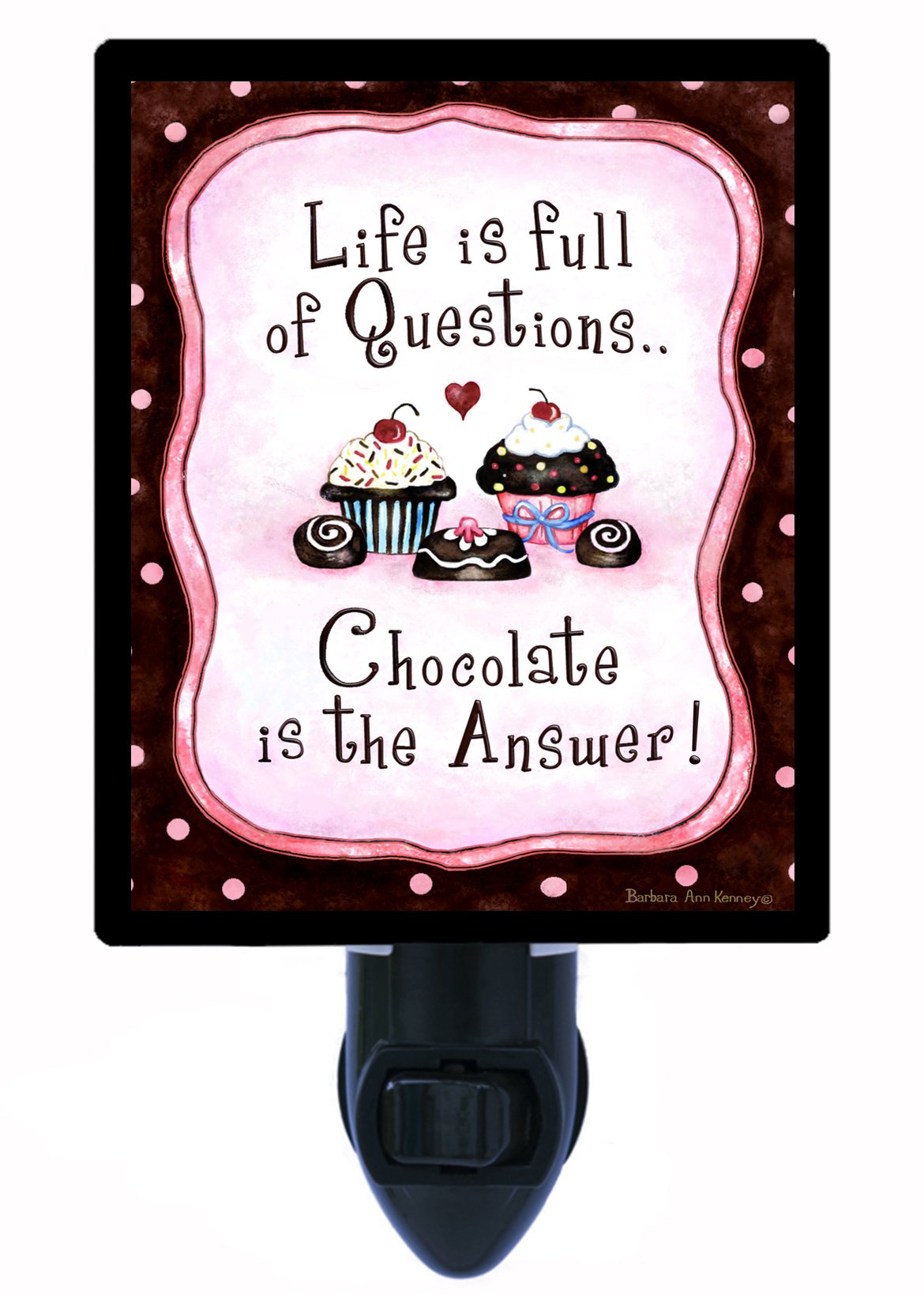 Chocolate is The Answer LED Night Light - Energy Efficient Kitchen Night Light for Safe Navigation, Bedroom, Hallway & Nursery