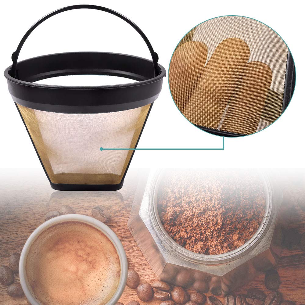 KEEPOW Reusable Gold Tone Coffee Filter Basket - Compatible with Cuisinart DCC-3200 & DCC-1200 (10/12/14 Cup) | Eco-Friendly Replacement for Drip Coffee Makers | Perfect for Home, Office & Camping Use