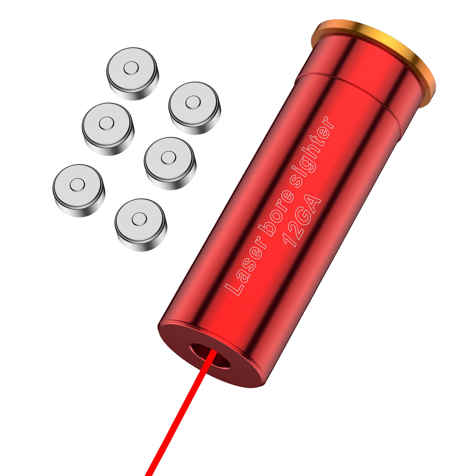 12 Gauge Bore Sight Red Laser Boresighter - Precision Gunsmithing Tool with 2 Sets of Batteries for Shotgun, Rifle & Handgun Sight Alignment - Perfect for Hunting, Target Practice & Firearm Maintenance
