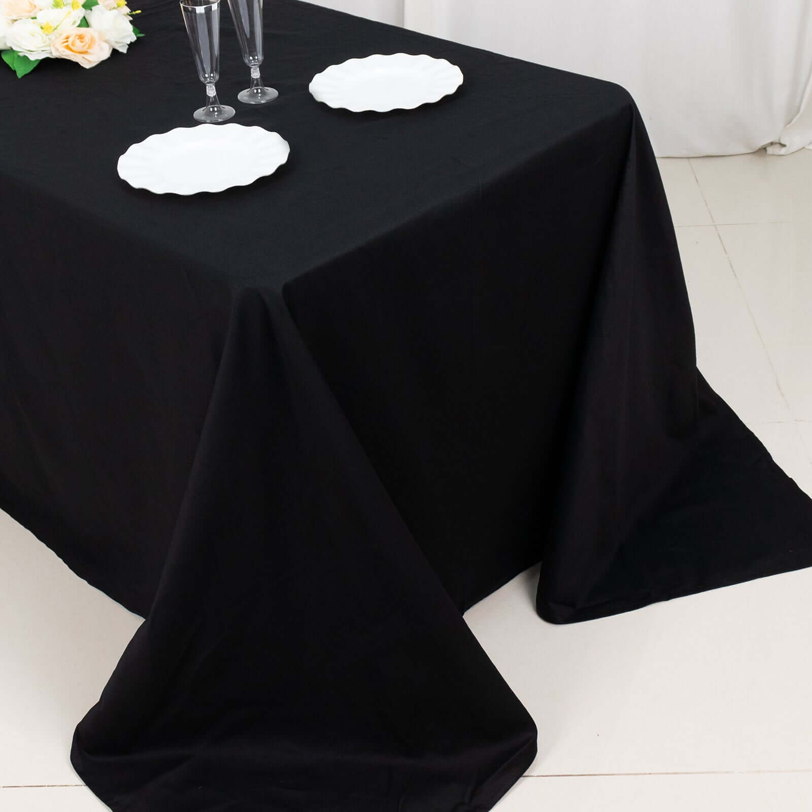 Premium 100% Cotton 90x132 Inch Rectangle Tablecloth - Black Linen-Like Table Cover | Soft, Breathable & Seamless Design | Perfect for Dining Tables, Parties, Weddings & Home Decor