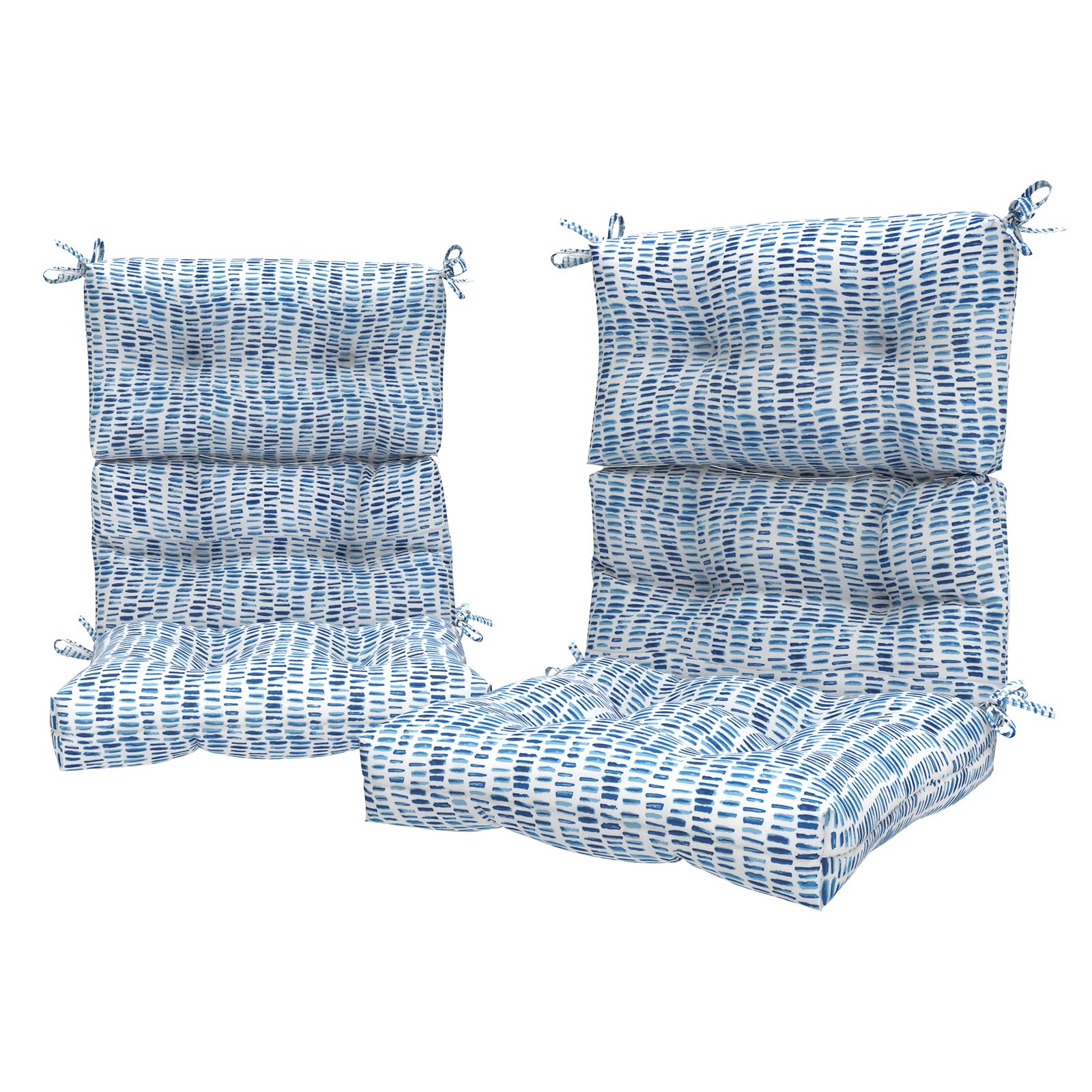 **LVTXIII Outdoor High Back Chair Cushions - Waterproof Adirondack Chair Cushion Set of 2 with Ties, 22” W x 20” D, Pebble Blue - Perfect for Patio, Garden, Deck & Poolside Relaxation**