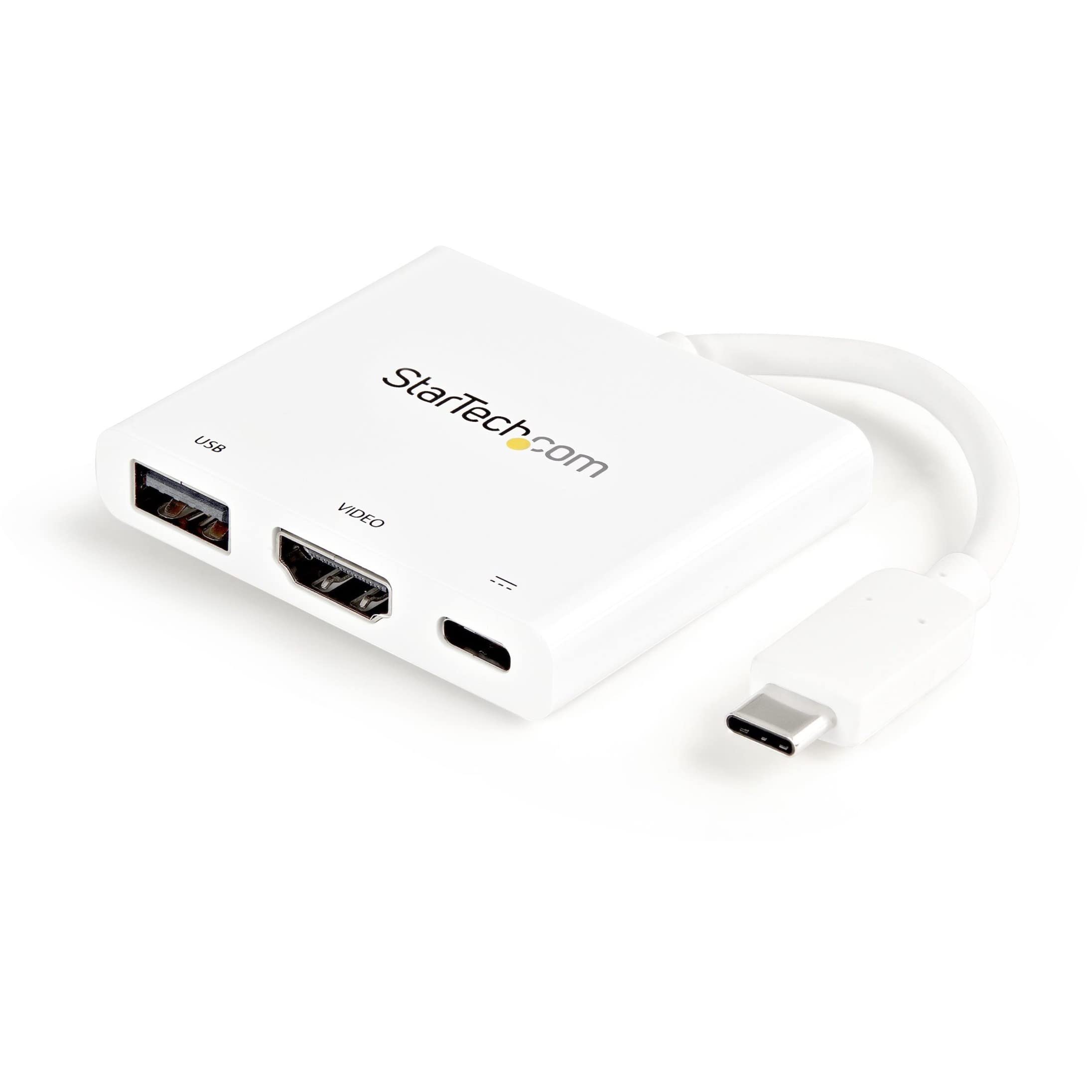 StarTech.com USB-C to HDMI Adapter - 4K 30Hz Thunderbolt 3 & Power Delivery Compatible - White USB C Dongle (CDP2HDUACPW) - Perfect for MacBook Pro, Dell XPS & Surface Laptop Connectivity