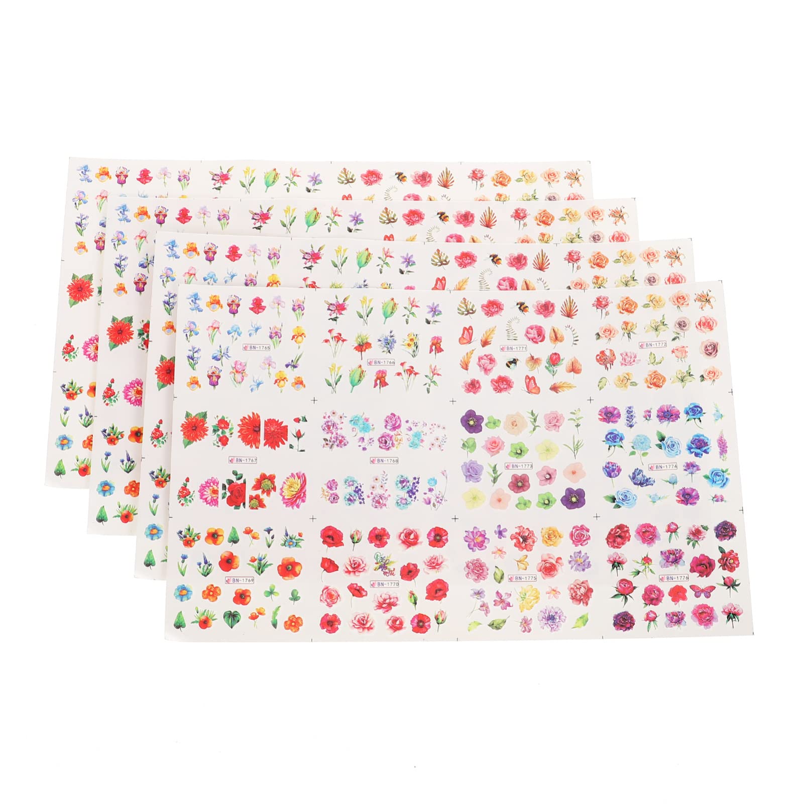 FRCOLOR 4 Sheets Floral Nail Decals - Butterfly & Flower Nail Stickers for Manicure, DIY Nail Art Designs | Perfect for Parties, Weddings, and Everyday Nail Decorations