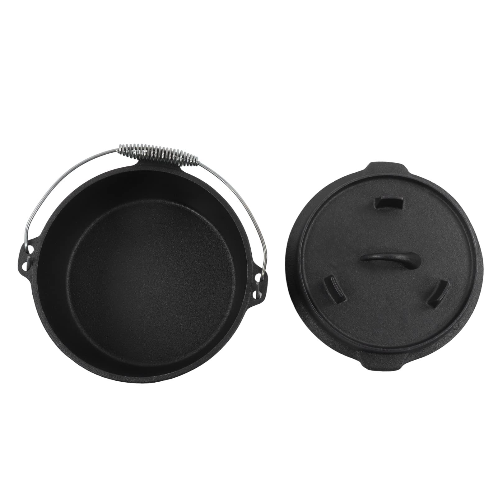 **Premium 25cm Cast Iron Dutch Oven for Camping – Even Heat Distribution, Nonstick Coating & Humanized Design – Perfect for Outdoor Cooking, Baking, and Campfire Meals**