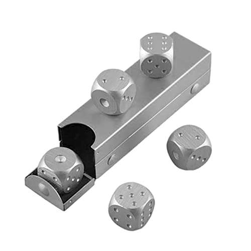 5-Piece Aluminum Alloy Whisky Dice Set with Ice Bucket - Reusable Metal Ice Cubes for Chilling Wine, Cocktails & Poker Parties - Perfect for Home Bars, Game Nights & Outdoor Entertaining (Color: Silver)